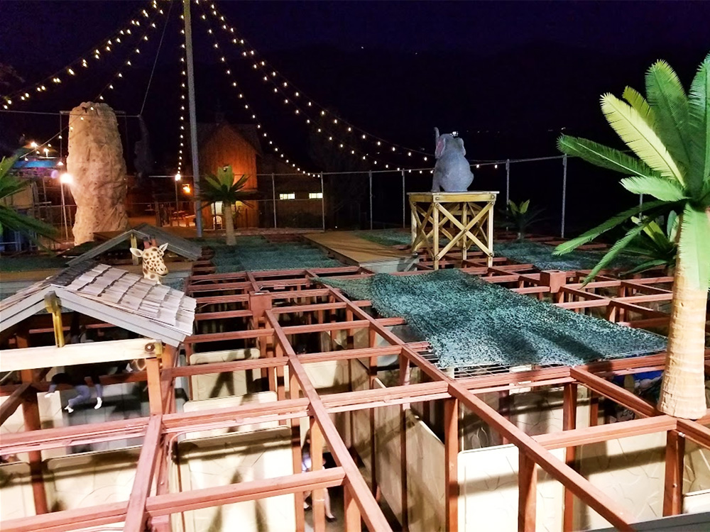 Jungle Maze at Night at Cherry Hill Water Park, Family Fun Center & Camping Resort